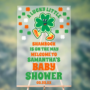 Lucky Little Shamrock Baby Shower Welcome Frosted Acrylic Sign