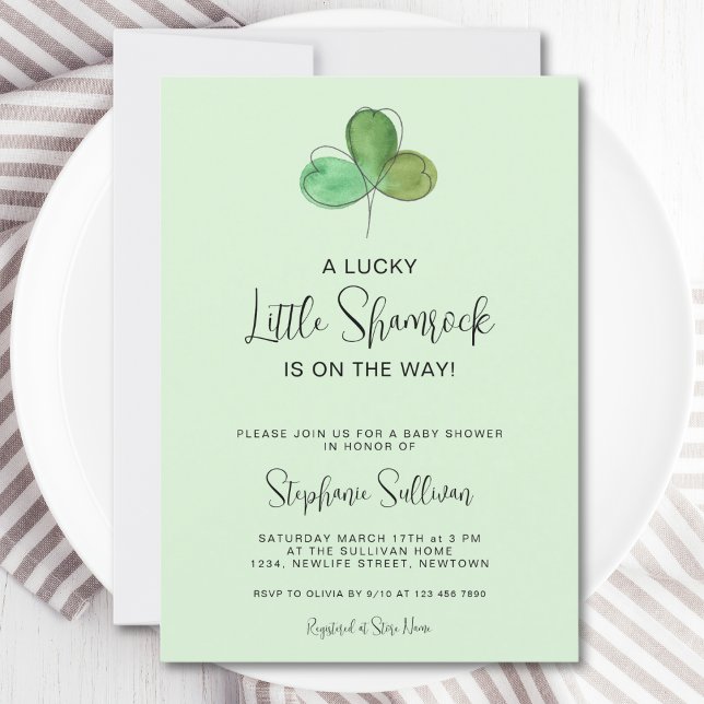 Lucky Little Shamrock Green Baby Shower Invitation (Creator Uploaded)