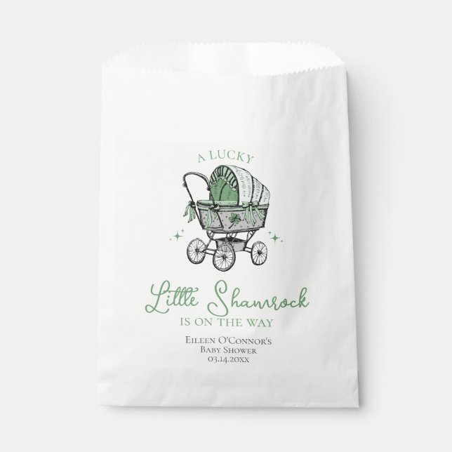 Lucky Little Shamrock St Patricks Baby Shower Favour Bags (Front)