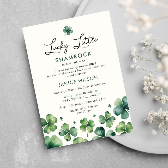 Lucky Little Shamrock  St. Patrick's Baby Shower Invitation (Creator Uploaded)