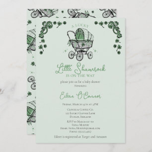 Lucky Little Shamrock St Patricks Baby Shower Invitation