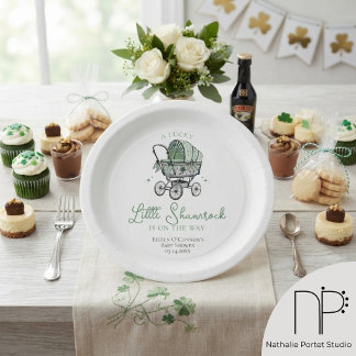 Lucky Little Shamrock St Patricks Baby Shower Paper Plate
