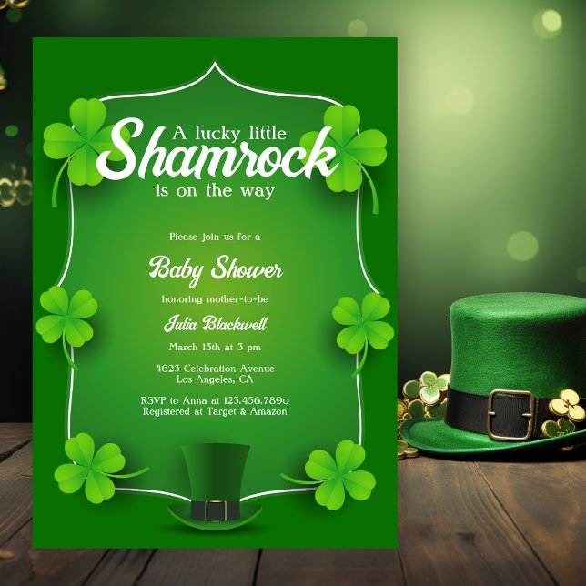 Lucky Little Shamrock St Patricks Day Baby Shower Invitation (Creator Uploaded)
