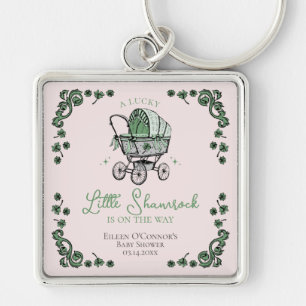 Lucky Little Shamrock St Patricks Day Baby Shower Key Ring
