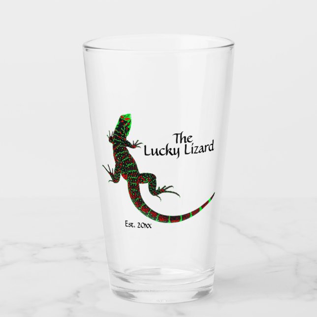 Lucky Lizard Personalise Name and Date Glass (Front)