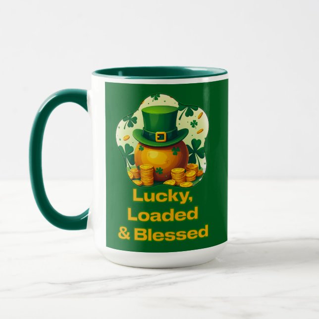 Lucky Loaded Blessed St Patrick’s Day  - caneca Mug (Left)