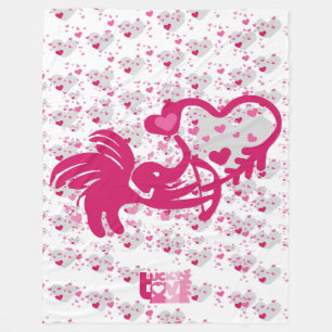 LUCKY LOVE ELEPHANT CUPID ELEPHANT BY MASANSER FLEECE BLANKET