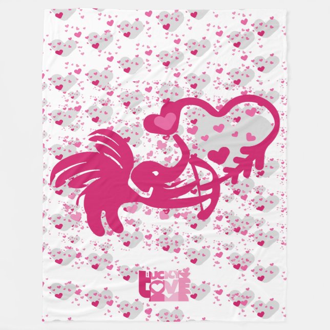 LUCKY LOVE ELEPHANT CUPID ELEPHANT BY MASANSER FLEECE BLANKET (Front)