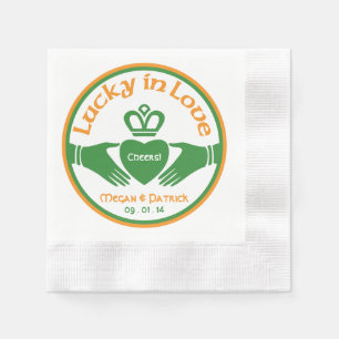 Lucky Love Irish Claddagh Personalised Wedding Napkin