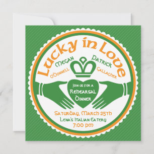 Lucky Love Irish Claddagh Wedding Rehearsal Dinner Invitation