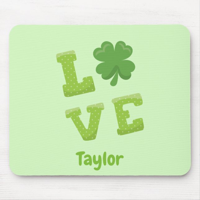 Lucky Love St. Patrick's Day Green Mouse Mat (Front)
