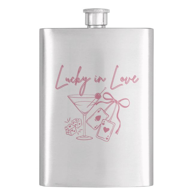 Lucky Love Vegas Casino Bachelorette Bridal Party Hip Flask (Front)