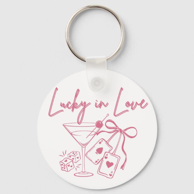 Lucky Love Vegas Casino Bachelorette Bridal Party Key Ring (Front)