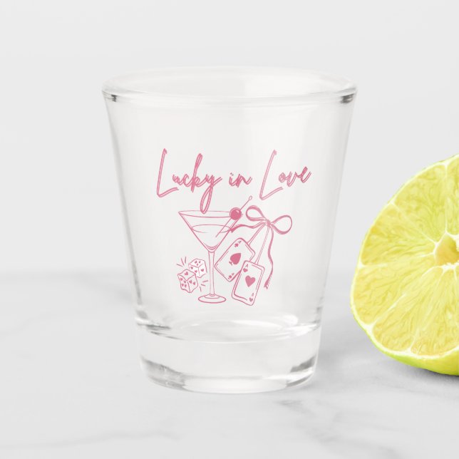 Lucky Love Vegas Casino Bachelorette Bridal Party Shot Glass (Front)