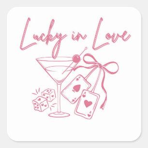 Lucky Love Vegas Casino Bachelorette Bridal Party Square Sticker