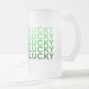 Lucky Lucky Lucky Lucky Frosted Glass Beer Mug