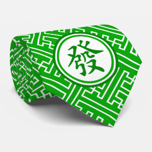 Lucky Mahjong Symbol - Dark Green Tie
