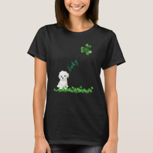 Lucky Maltese Dog Shamrock St Patrick Day For Wome T-Shirt