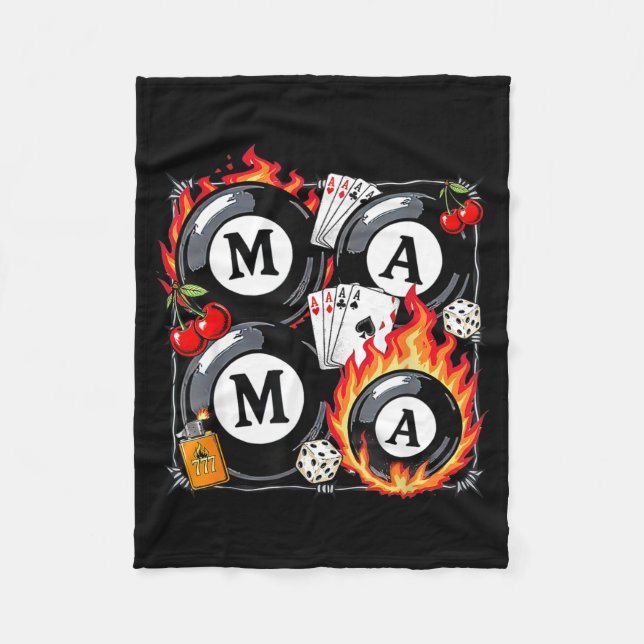 Lucky Mama Billiard 8 Cherry Mother's Day Mom Life Fleece Blanket (Front)