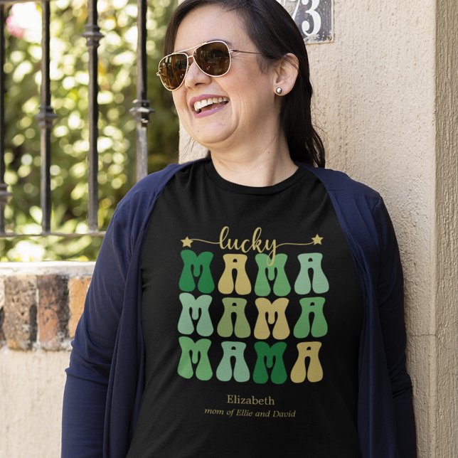Lucky Mama St. Patrick's Day Mum & Kids Name T-Shirt (Creator Uploaded)