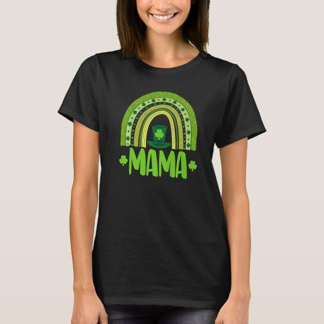 Lucky Mama  Women St Patrick's Day Rainbow Love  1 T-Shirt (Front)