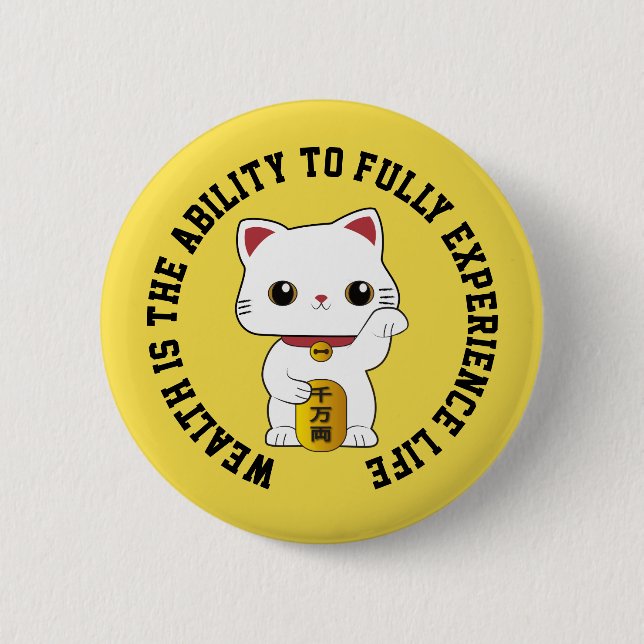 Lucky Maneki-neko Cat Button (Front)