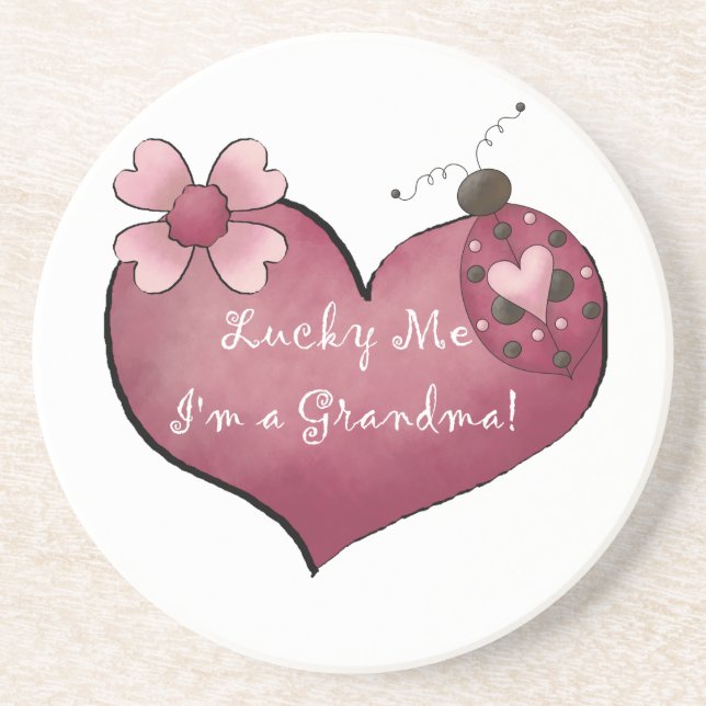 Lucky Me I'm a Grandma  Gifts Coaster (Front)