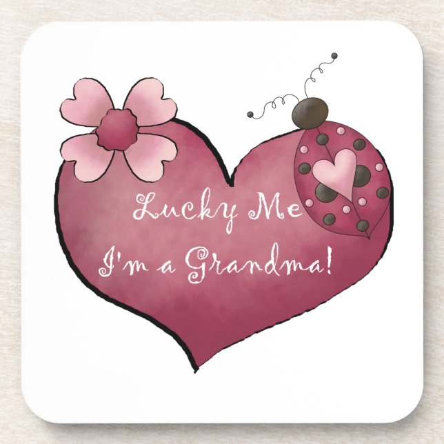Lucky Me I'm a Grandma  Gifts Coaster (Front)