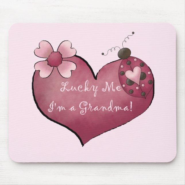 Lucky Me I'm a Grandma Tshirts and Gifts Mouse Mat (Front)