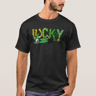 Lucky Me Patrick's Day Clover Cowhide Horseshoe St T-Shirt