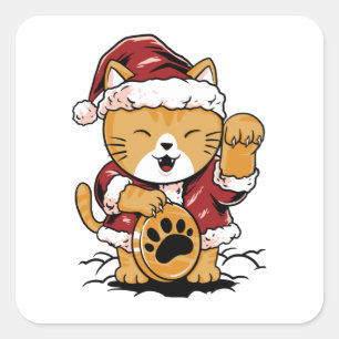 Lucky Meow Square Sticker