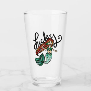 Lucky Mermaid Shamrock Redhead Irish Mermaids Glass