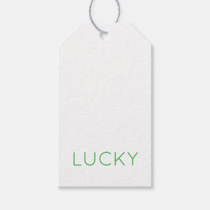 LUCKY Modern Typography Shamrocks Irish Fun Gift Tags