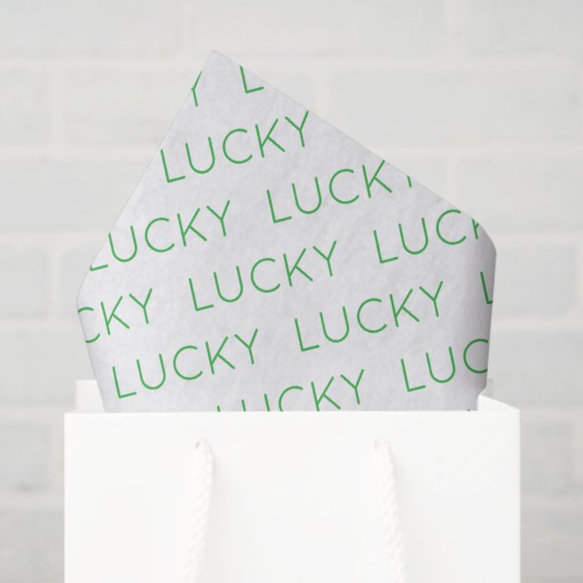LUCKY Modern Typography Shamrocks Irish Fun Tissue Paper (Gift Bag)