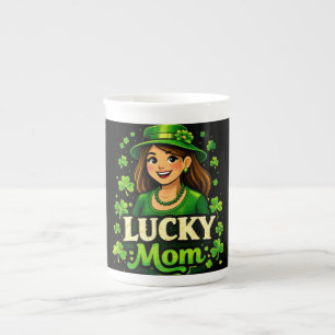 Lucky Mom – St. Patrick’s Day Clover Design Bone China Mug