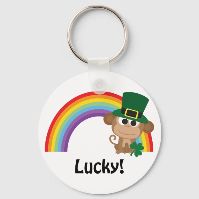 Lucky Monkey Leprechaun Key Ring (Front)