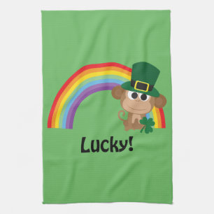 Lucky Monkey Leprechaun Tea Towel