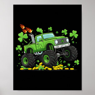 Lucky monster truck shenanigans for boys st poster