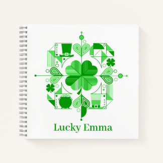 Lucky Name Personalized Clover Design Notebook