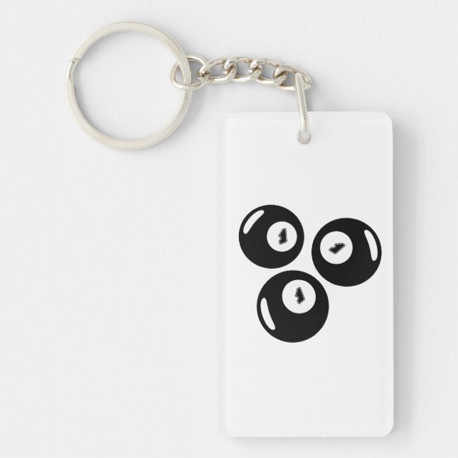 Lucky Number 111 Black Balls Key Ring (Front)