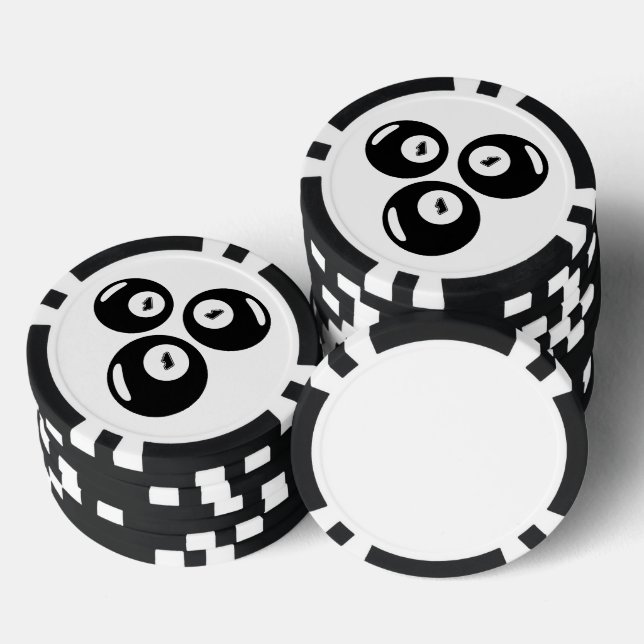 Lucky Number 111 Black Balls Poker Chips (Stack)