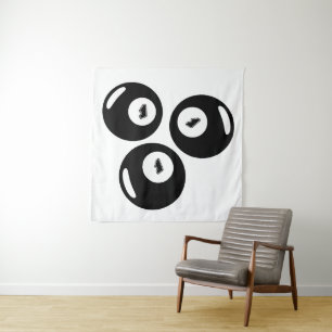 Lucky Number 111 Black Balls Tapestry