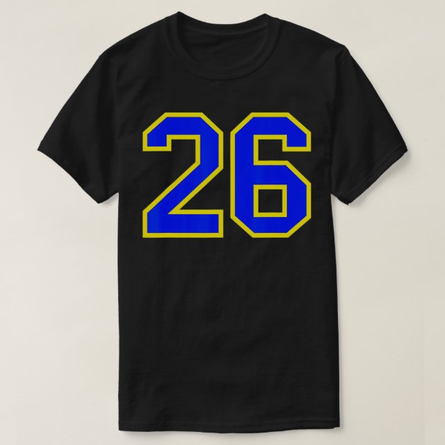 Lucky Number #26 Blue Yellow Sport Player Fan Jers T-Shirt (Design Front)
