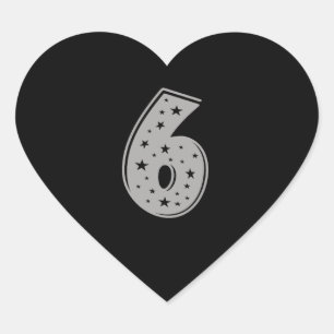 Lucky Number 6 Happy Birthday Heart Sticker