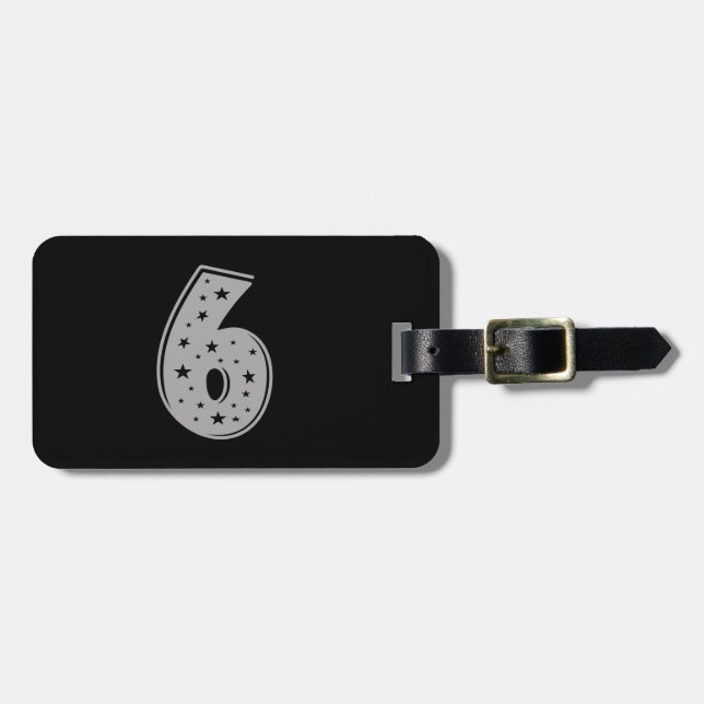 Lucky Number 6 Happy Birthday Luggage Tag (Front Horizontal)