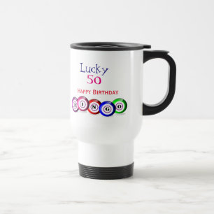 Lucky Number Bingo Themed Birthday Design Travel Mug