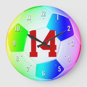 Lucky Number Soccer Football Colorful Wall Clock