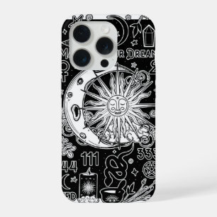 Lucky Numerology Manifesting Magic Black & White iPhone 15 Pro Case