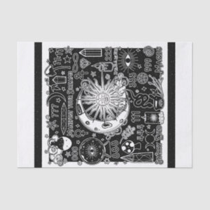 Lucky Numerology Manifesting Magic Black & White Tissue Paper