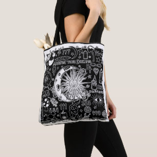 Lucky Numerology Manifesting Magic Black & White  Tote Bag